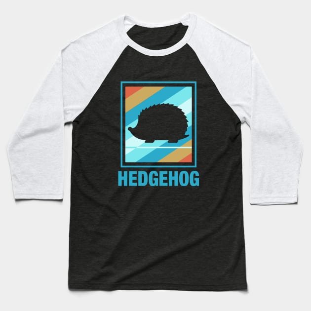Vintage Hedgehog Silhouette Baseball T-Shirt by LetsBeginDesigns